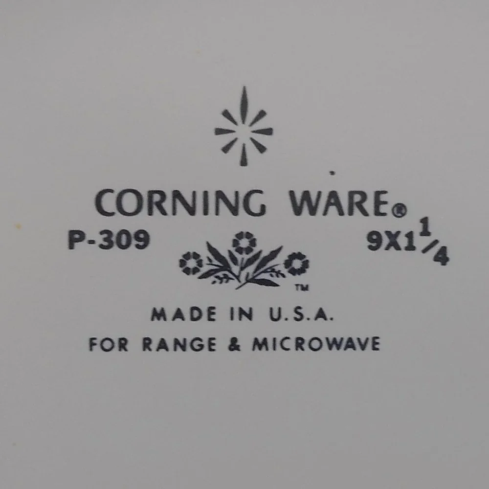 Corning Ware Pie Plate Dish Blue Cornflower P-309 9